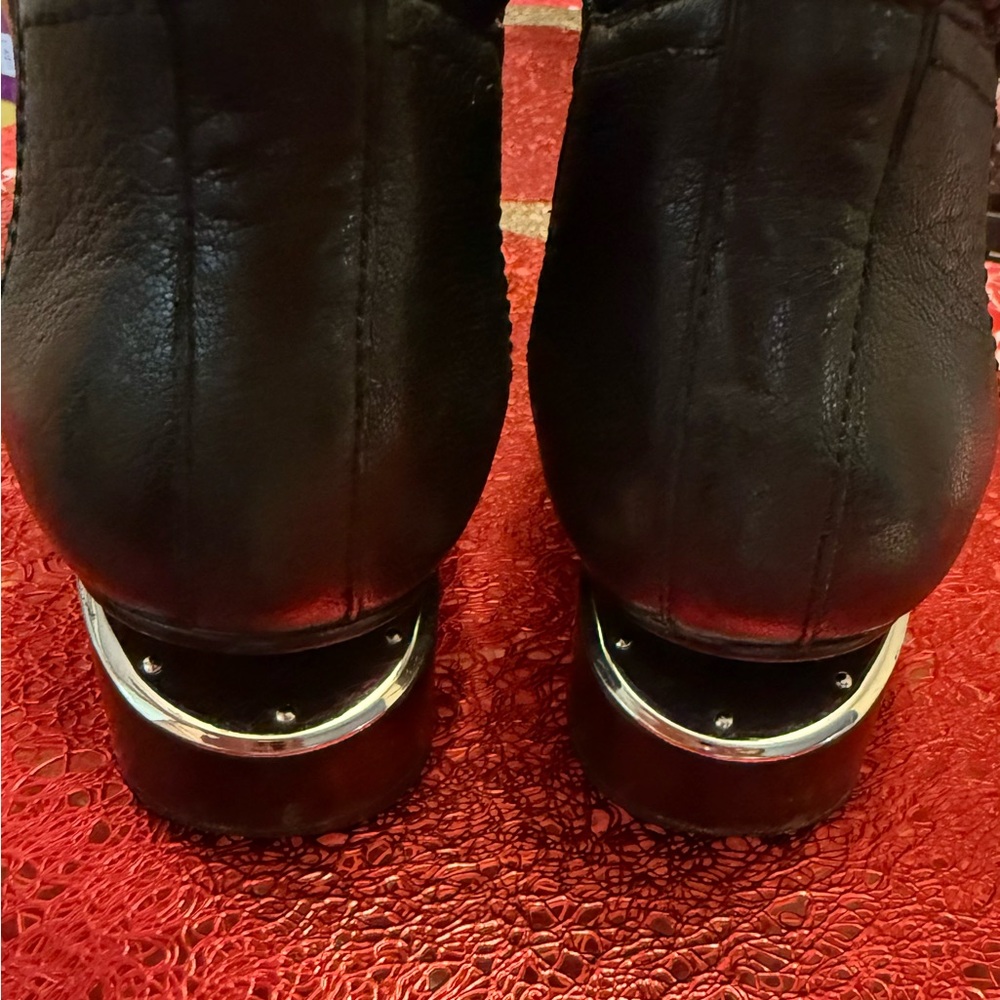 Alexander Wang Kori Black Leather Cut-Out Heel Ankle Boots Size 37 - Picture 3 of 6